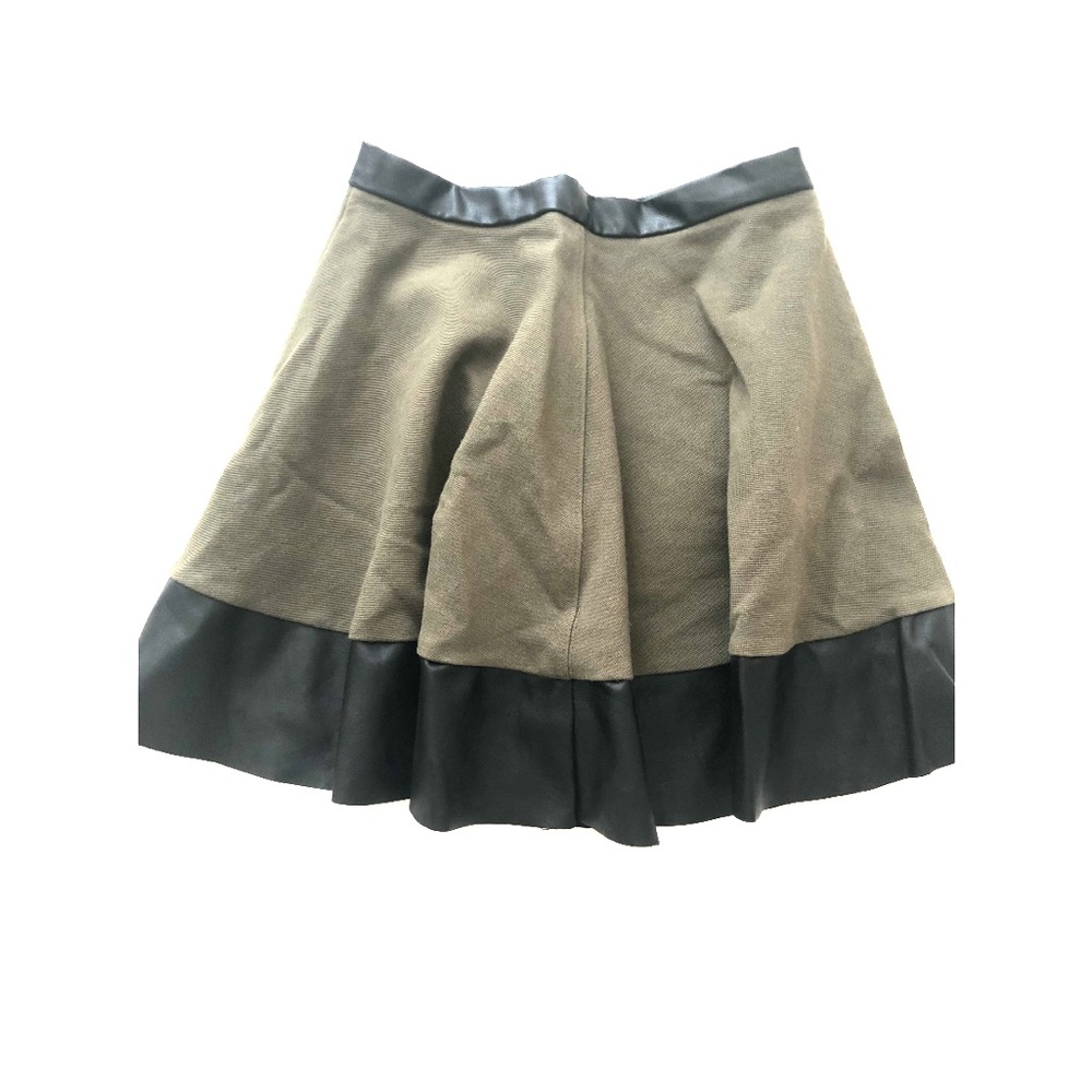 TOPSHOP Leather & Khaki Skirt